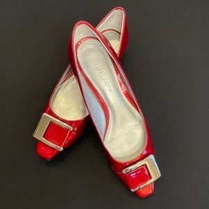 Liz Claiborne Red Buckle Frankie Flat Size 7
